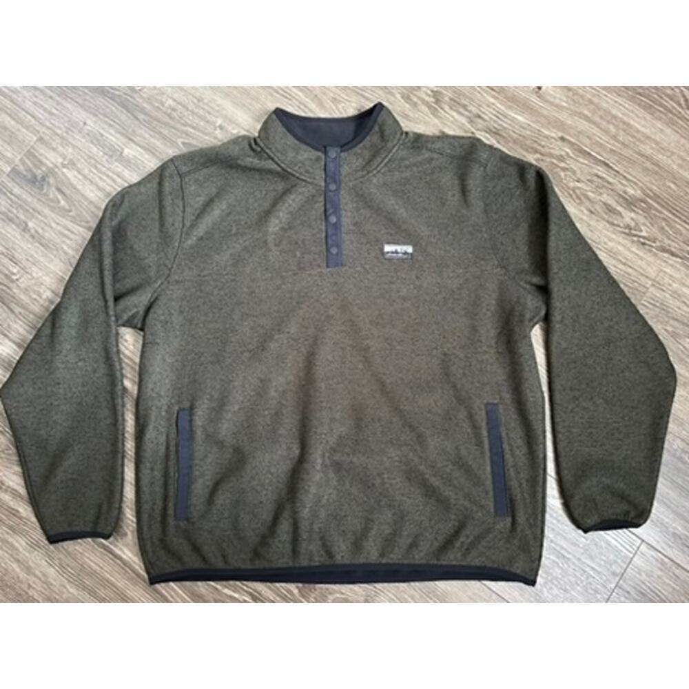 Eddie Bauer Sweater Mens XXL Gray Blue Fleece 1/4 Snap Pullover Lined Pockets